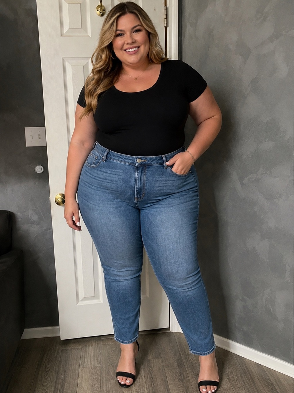 Lee Women’s Plus Size 20M Medium Wash High-Rise Skinny Jeans